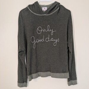 Sundry Hoodie Women's Small Gray Only Good Days Embroidered Graphic Pullover USA